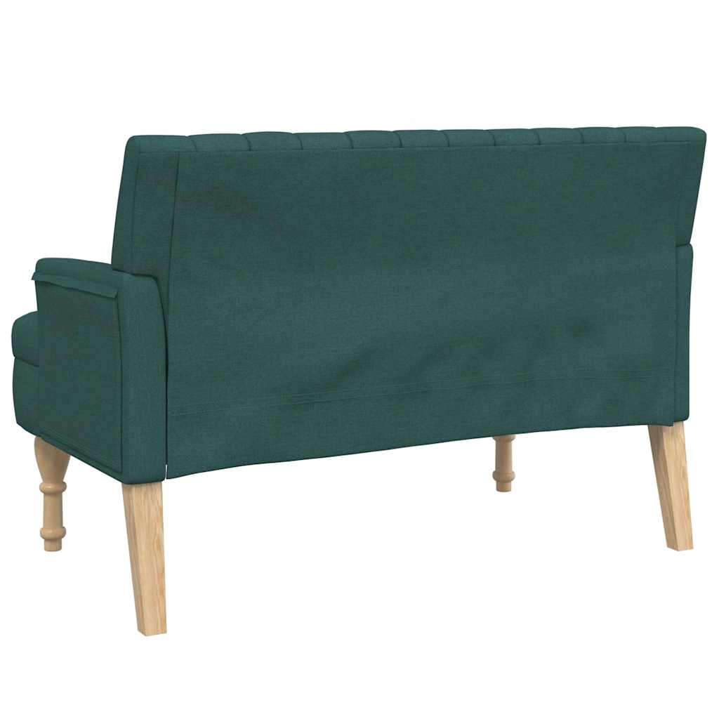 sötétzöld szövetpad párnákkal 113x64,5x75,5 cm
