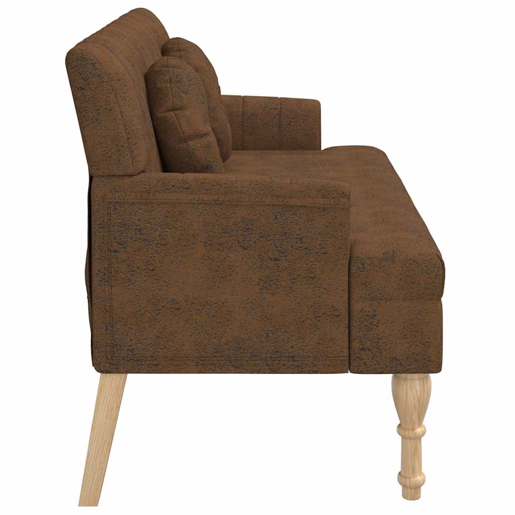 barna műbőr pad párnákkal 113x64,5x75,5 cm