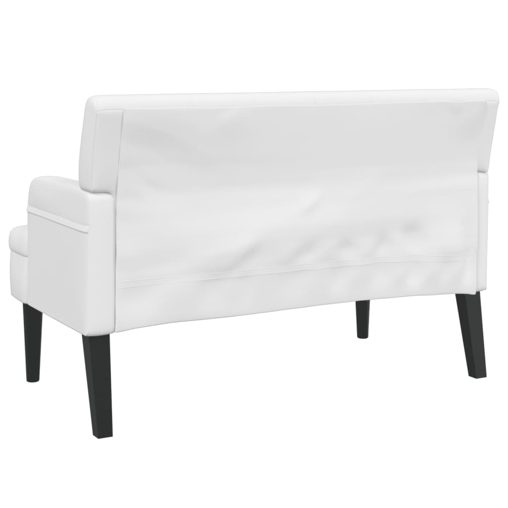fehér műbőr pad háttámlával 112x65,5x75 cm
