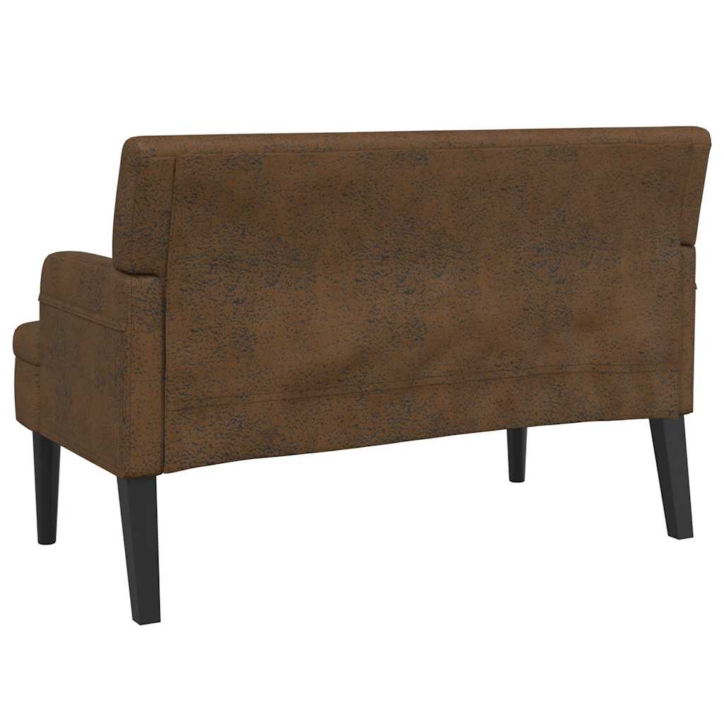 barna műbőr pad háttámlával 112x65,5x75 cm