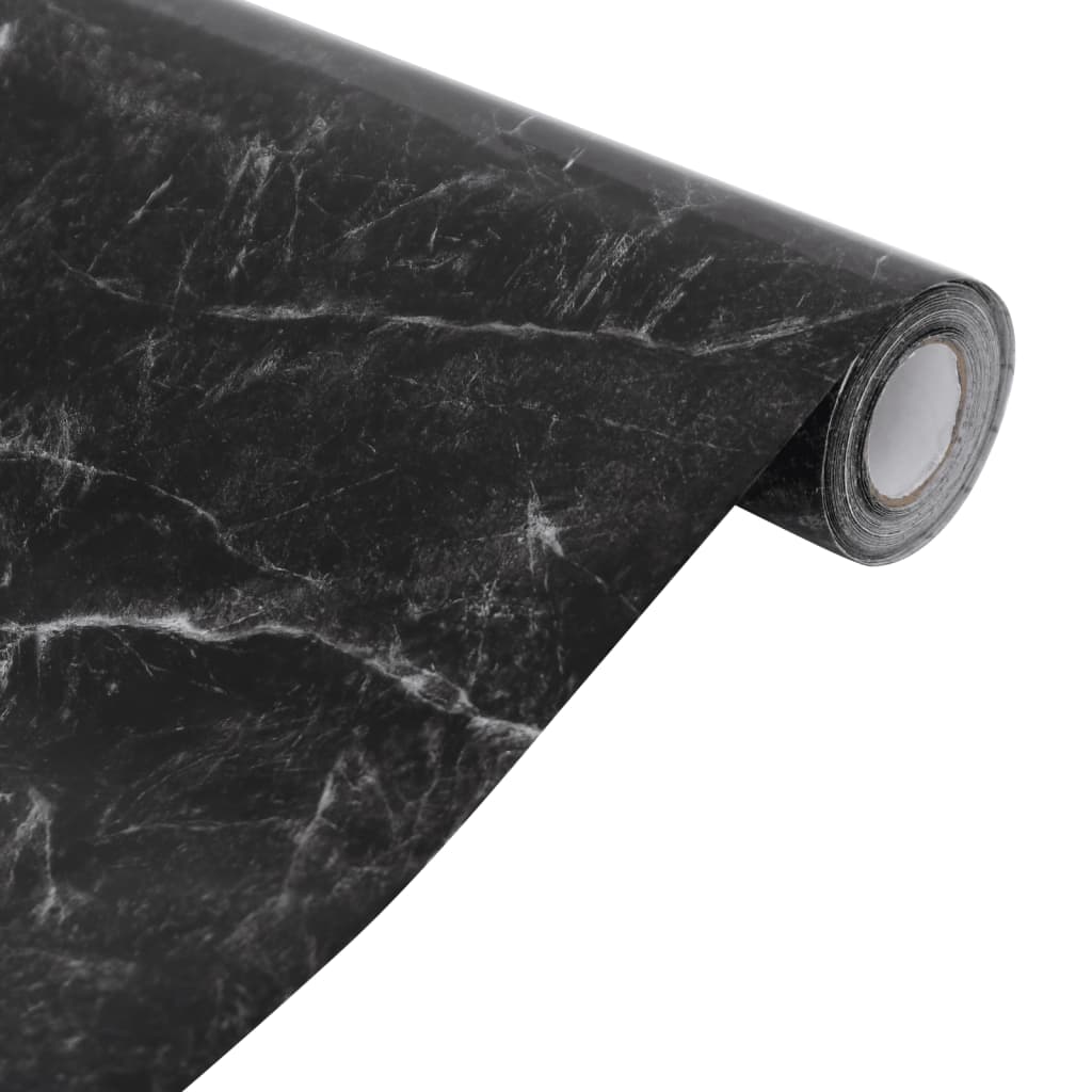 öntapadós márványfekete PVC bútormatricák 90 x 500 cm