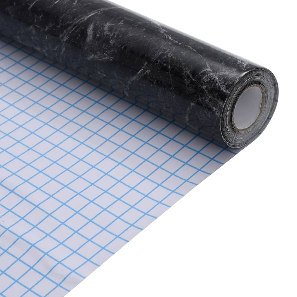 öntapadós márványfekete PVC bútormatricák 90 x 500 cm