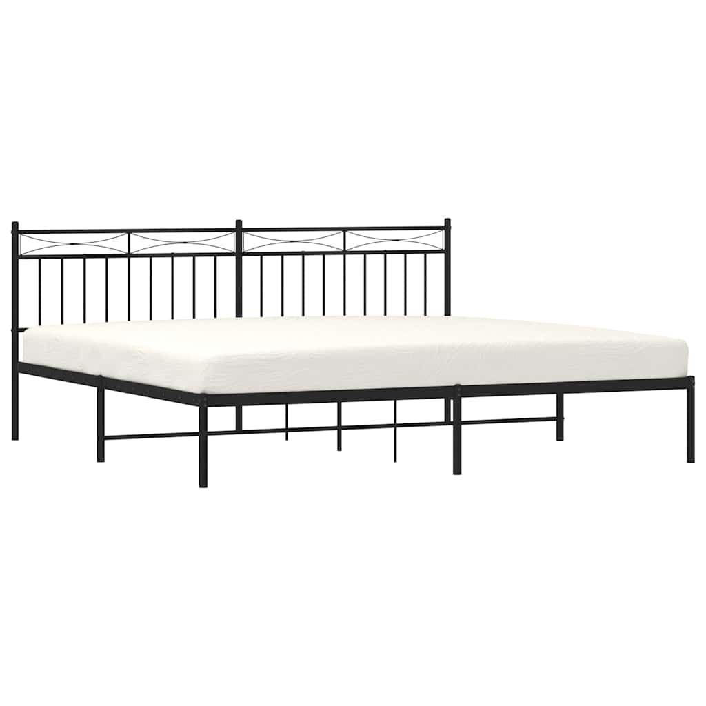 fekete fém ágykeret fejtámlával 193 x 203 cm