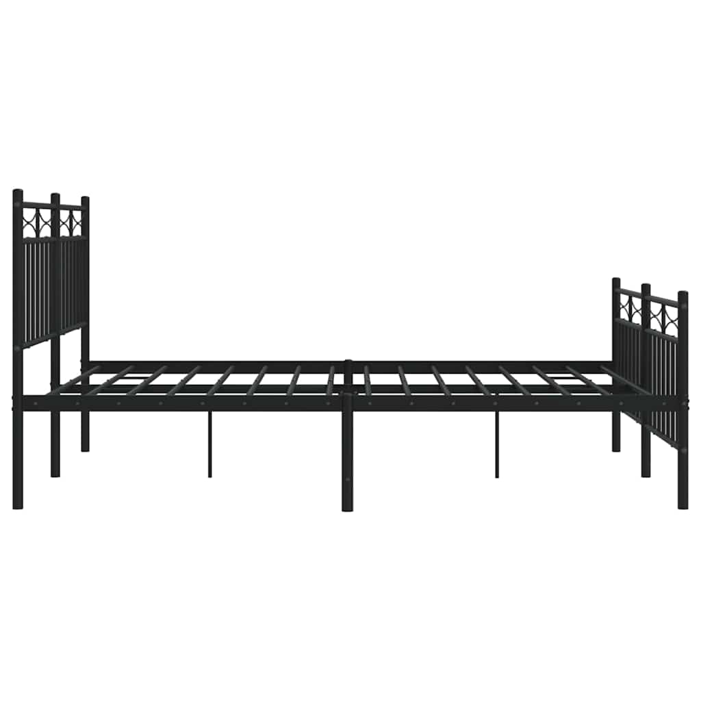 fekete fém ágykeret fej- és lábtámlával 135 x 190 cm