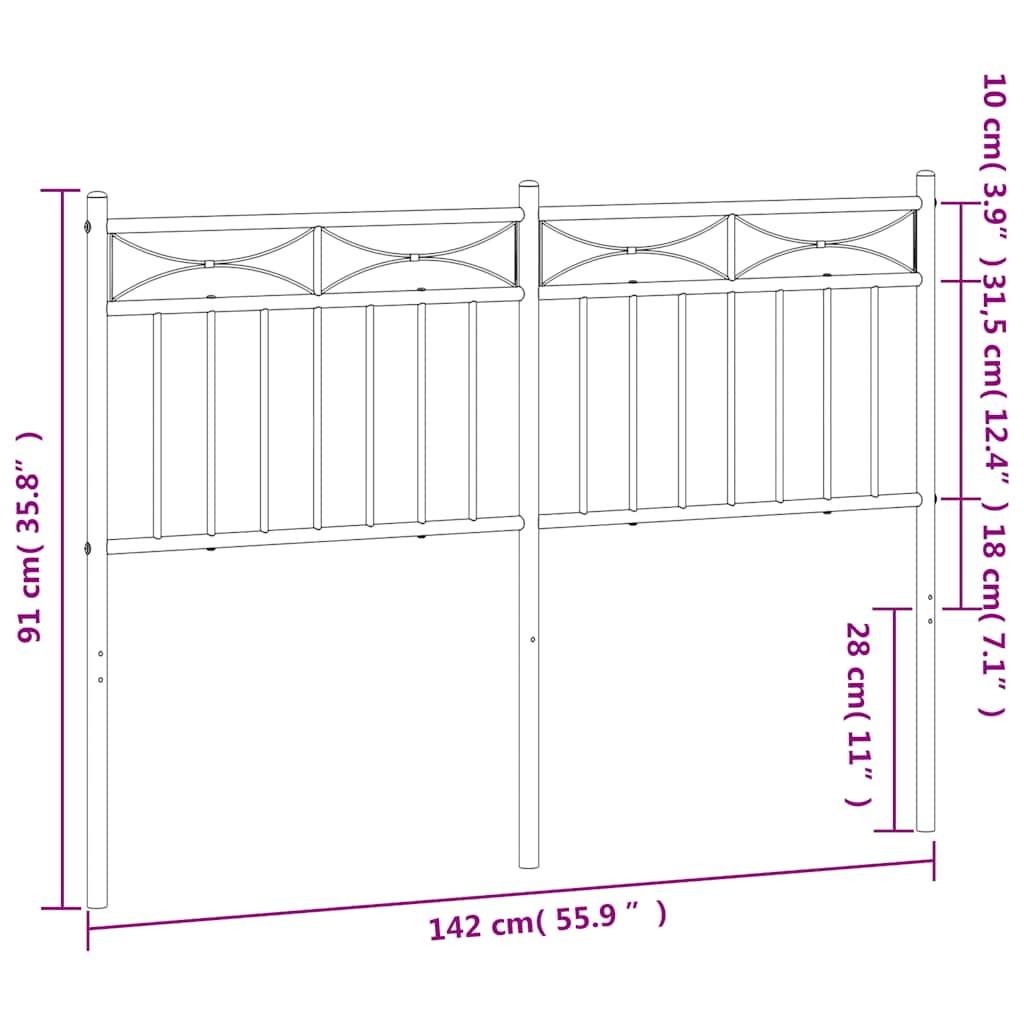 fekete fém csere fejtámla 135 cm