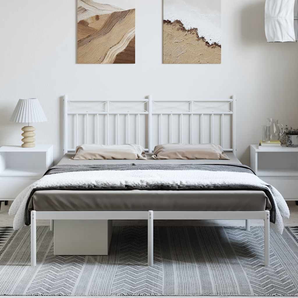 fehér fém ágykeret fejtámlával 150 x 200 cm