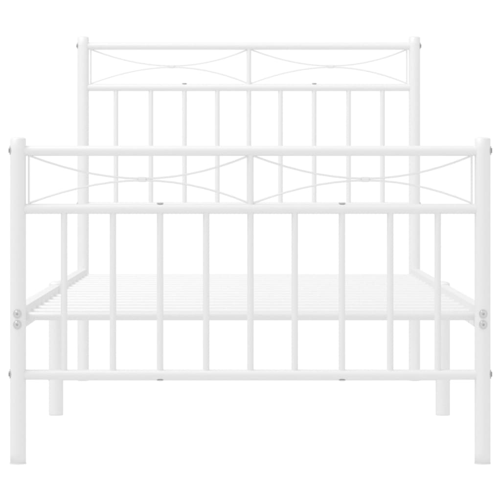 fehér fém ágykeret fej- és lábtámlával 90x200 cm