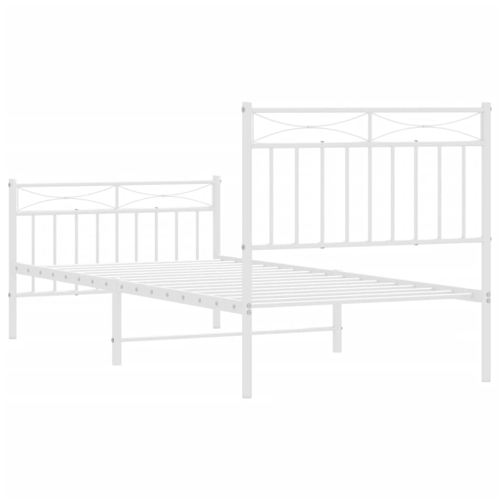 fehér fém ágykeret fej- és lábtámlával 90x200 cm