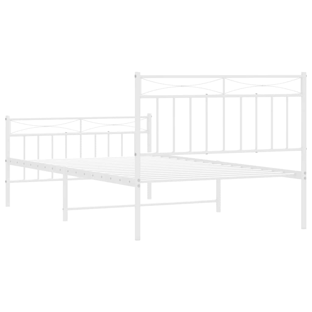 fehér fém ágykeret fej- és lábtámlával 100x200 cm