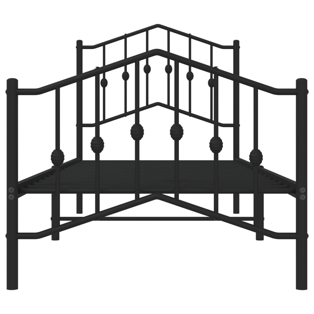 fekete fém ágykeret fej- és lábtámlával 80 x 200 cm