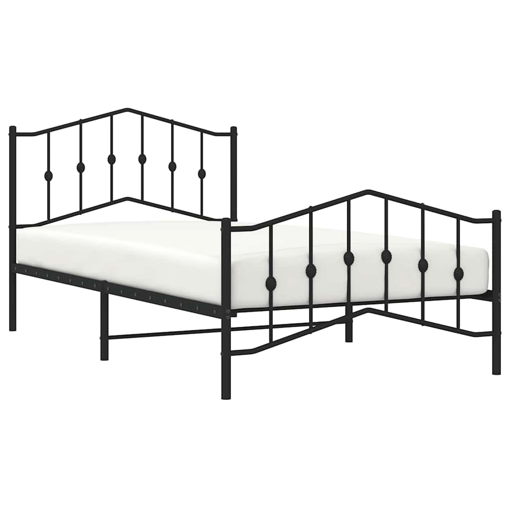 fekete fém ágykeret fej- és lábtámlával 100 x 200 cm