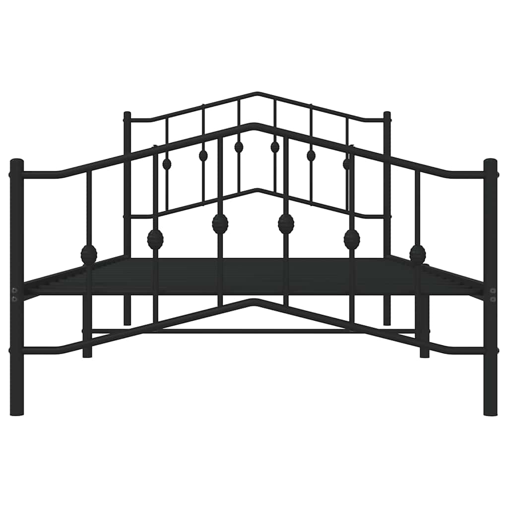 fekete fém ágykeret fej- és lábtámlával 100 x 200 cm