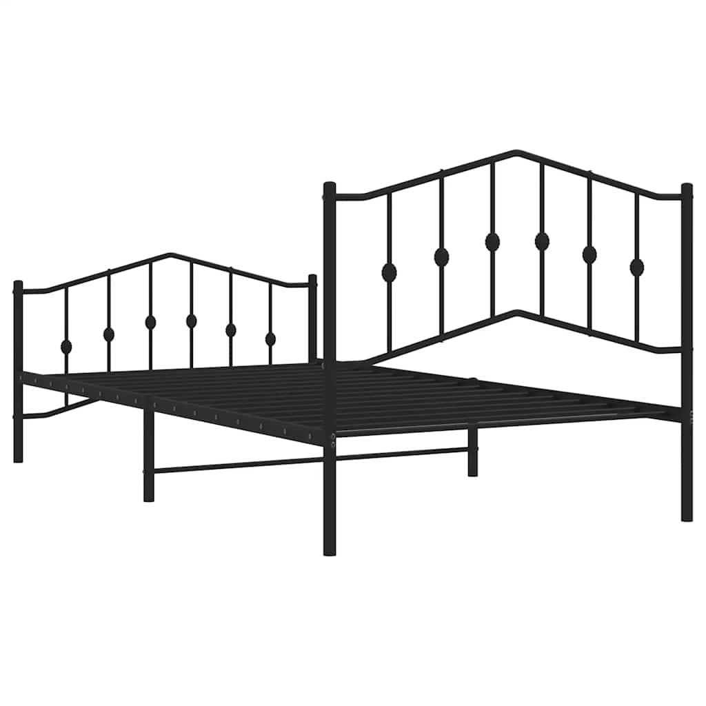 fekete fém ágykeret fej- és lábtámlával 100 x 200 cm