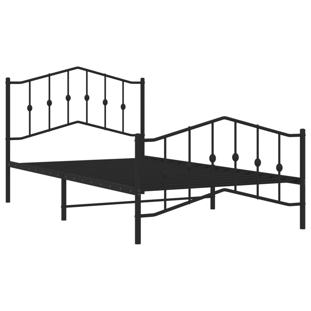 fekete fém ágykeret fej- és lábtámlával 107 x 203 cm