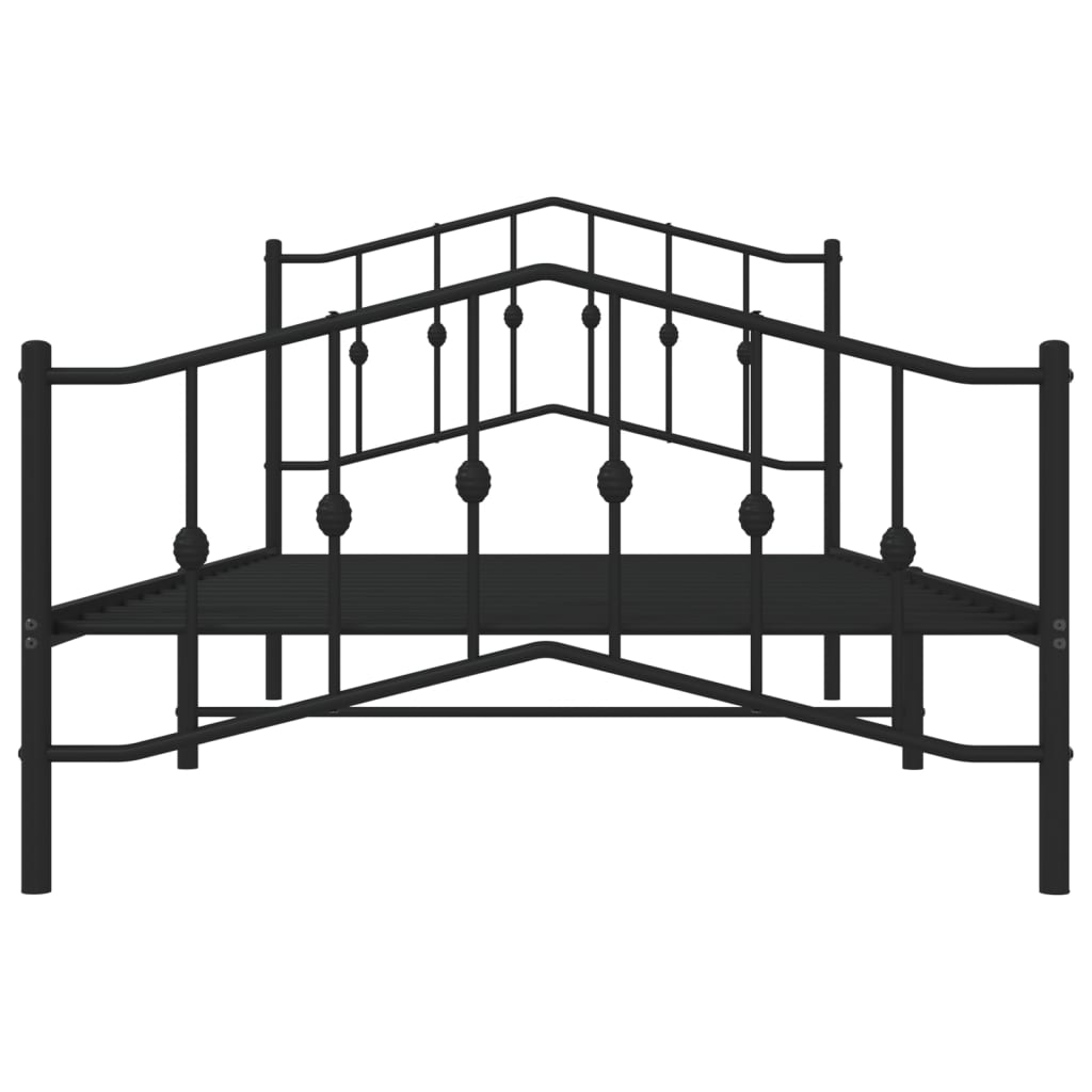 fekete fém ágykeret fej- és lábtámlával 107 x 203 cm