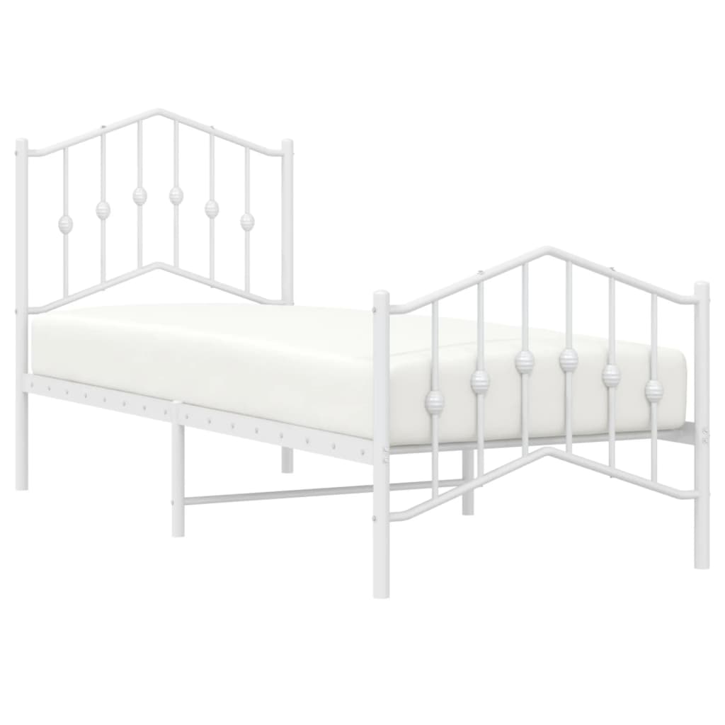 fehér fém ágykeret fej- és lábtámlával 75 x 190 cm