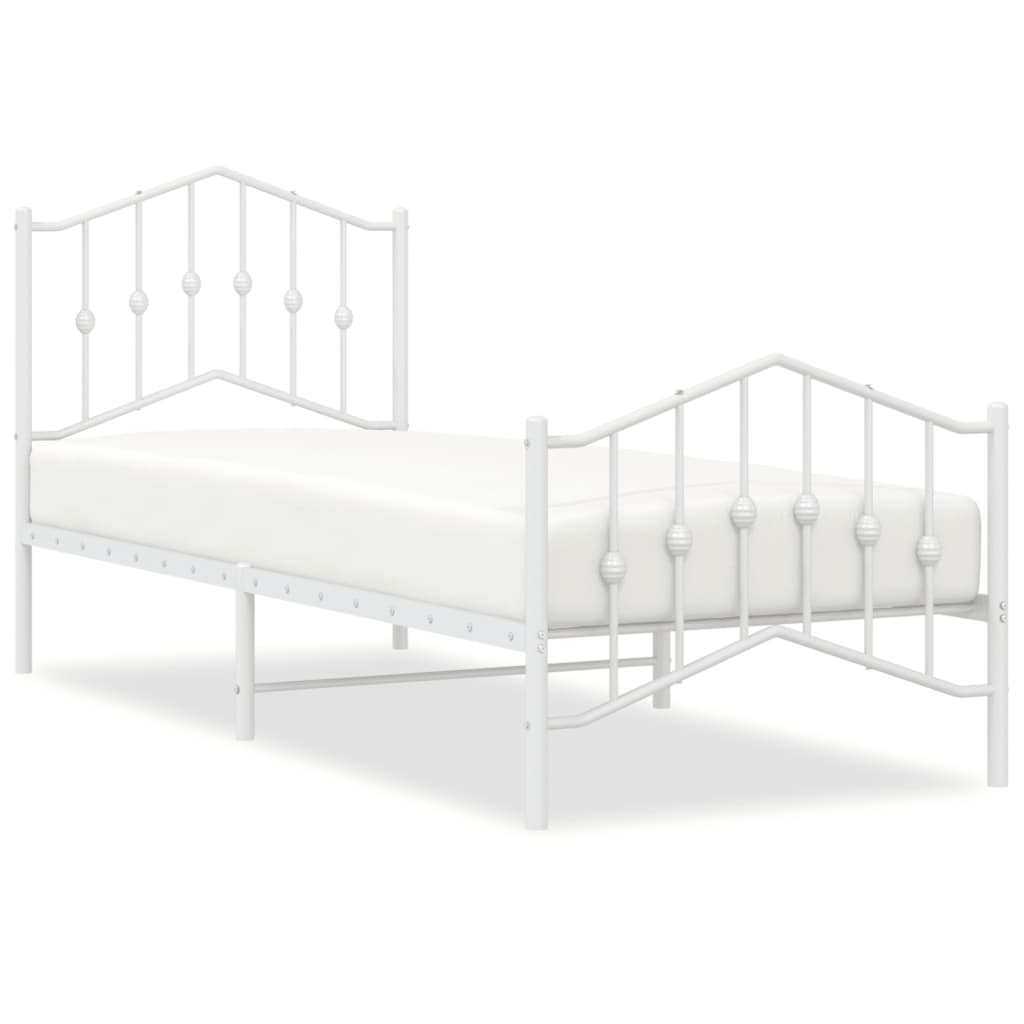 fehér fém ágykeret fej- és lábtámlával 80 x 200 cm