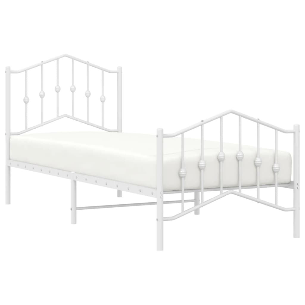 fehér fém ágykeret fej- és lábtámlával 80 x 200 cm