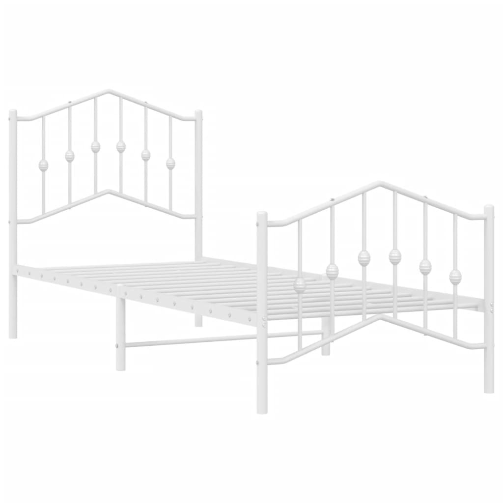 fehér fém ágykeret fej- és lábtámlával 80 x 200 cm