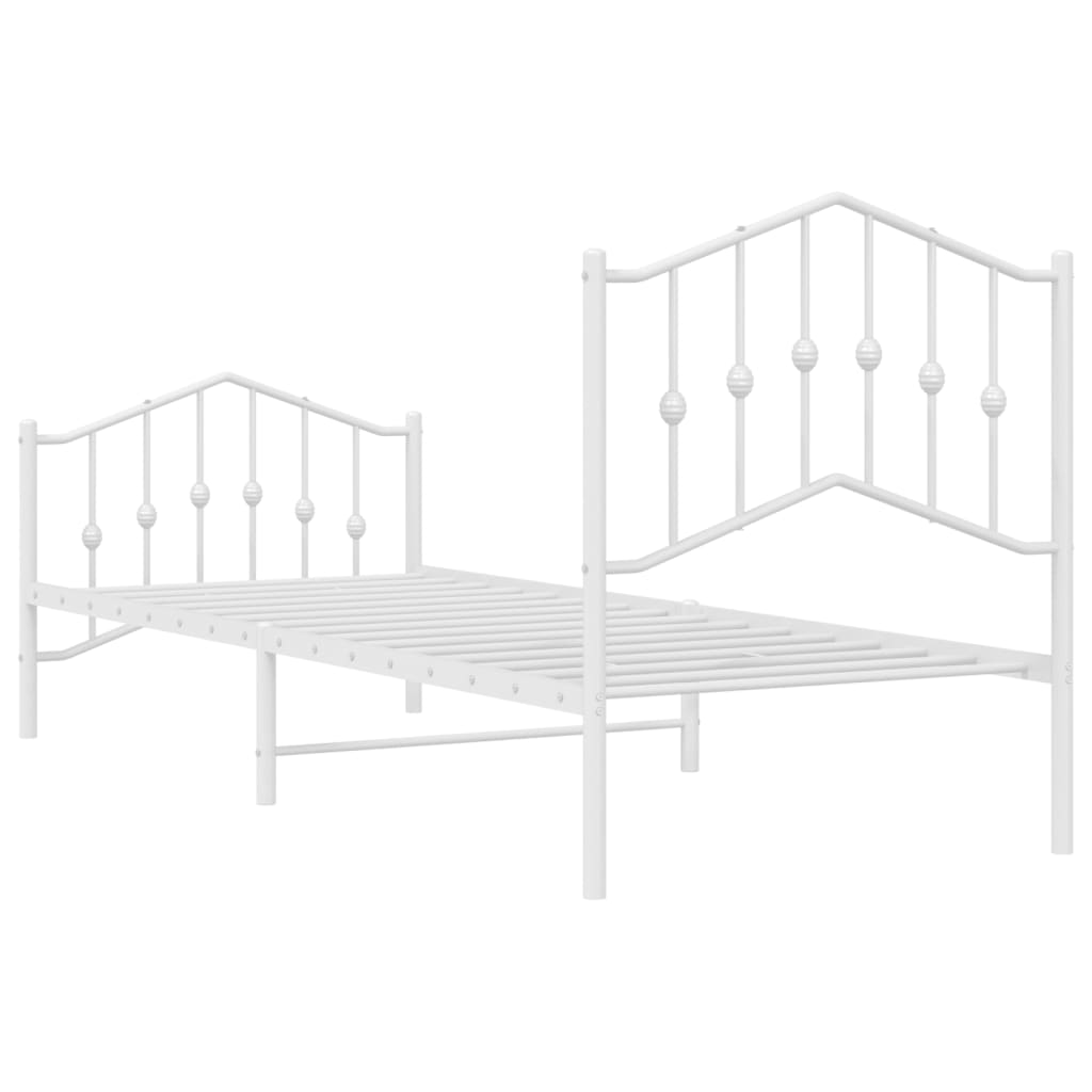 fehér fém ágykeret fej- és lábtámlával 80 x 200 cm