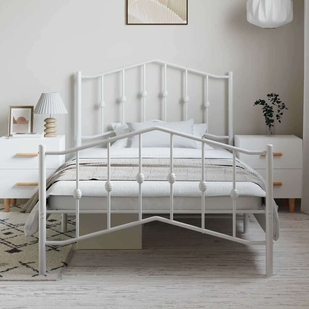 fehér fém ágykeret fej- és lábtámlával 100 x 200 cm