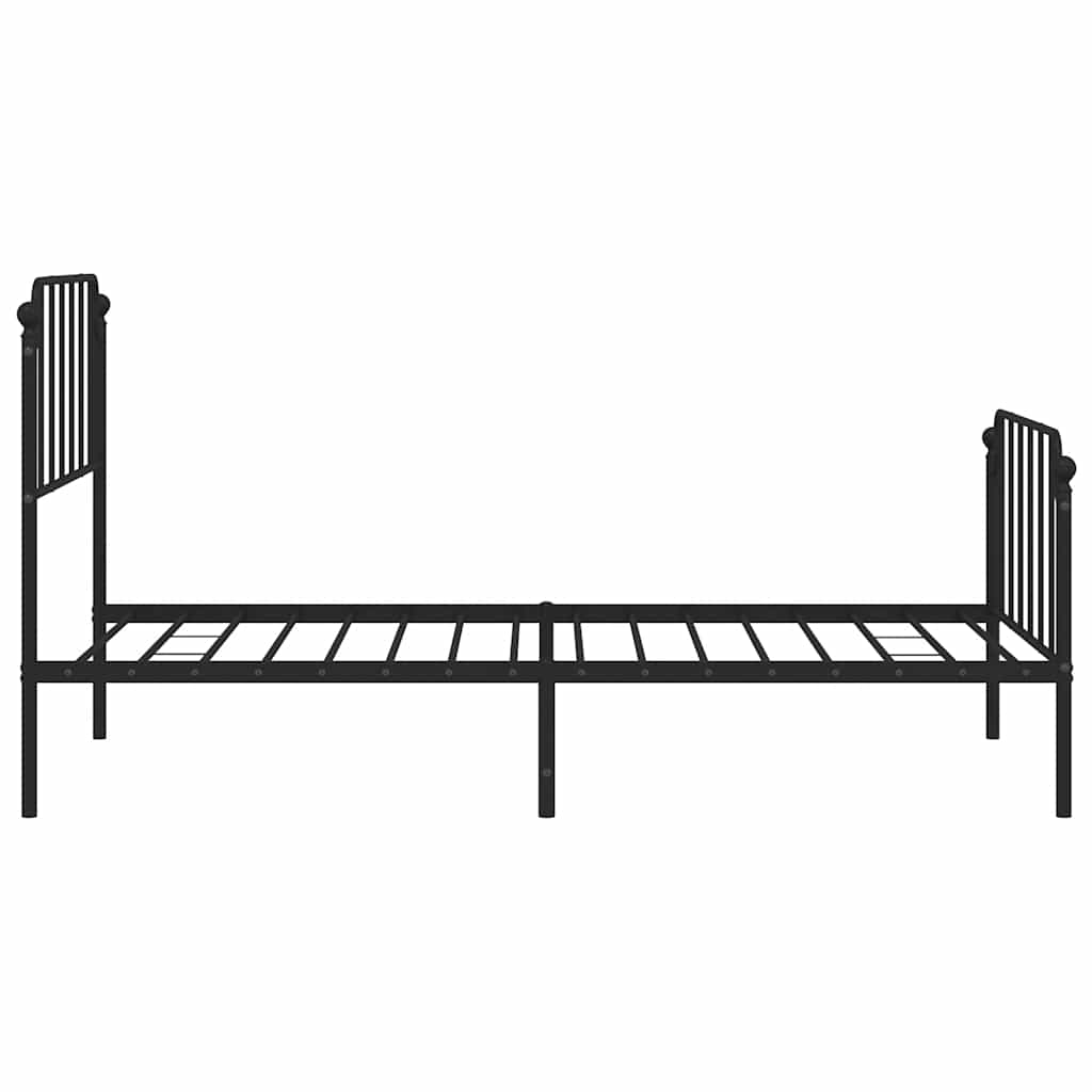 fekete fém ágykeret fej- és lábtámlával 100 x 200 cm