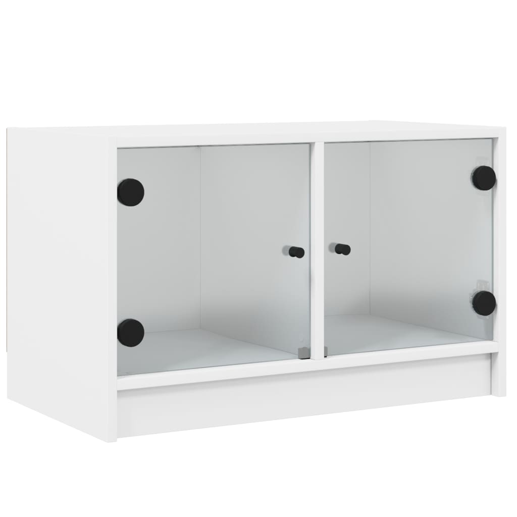 fehér TV-szekrény üvegajtókkal 68x37x42 cm