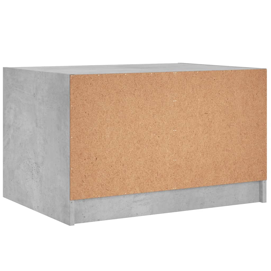 betonszürke dohányzóasztal üvegajtókkal 68x50x42 cm