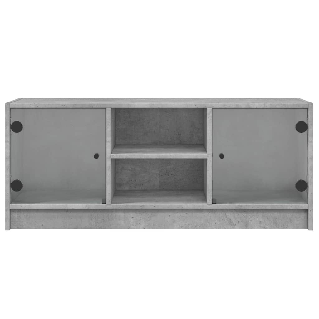 betonszürke TV-szekrény üvegajtókkal 102 x 37 x 42 cm