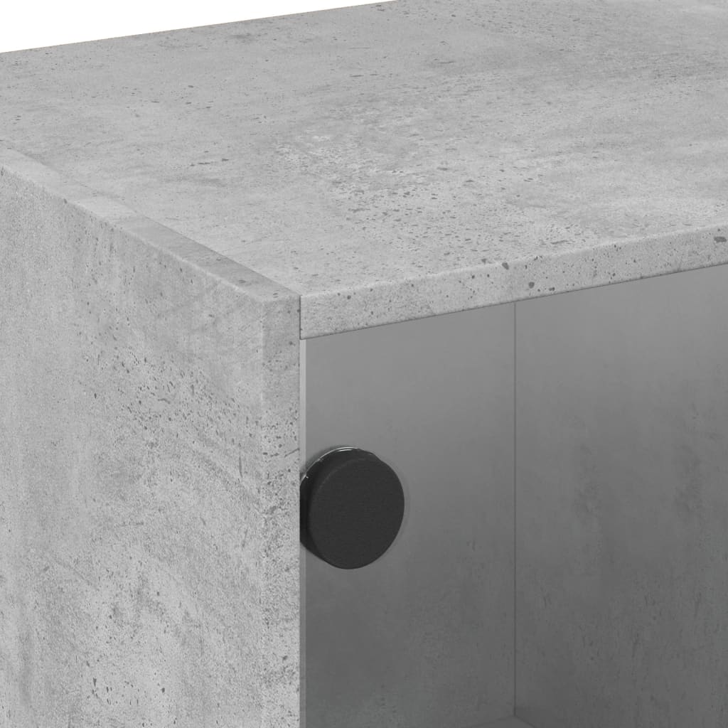 betonszürke TV-szekrény üvegajtókkal 102 x 37 x 42 cm