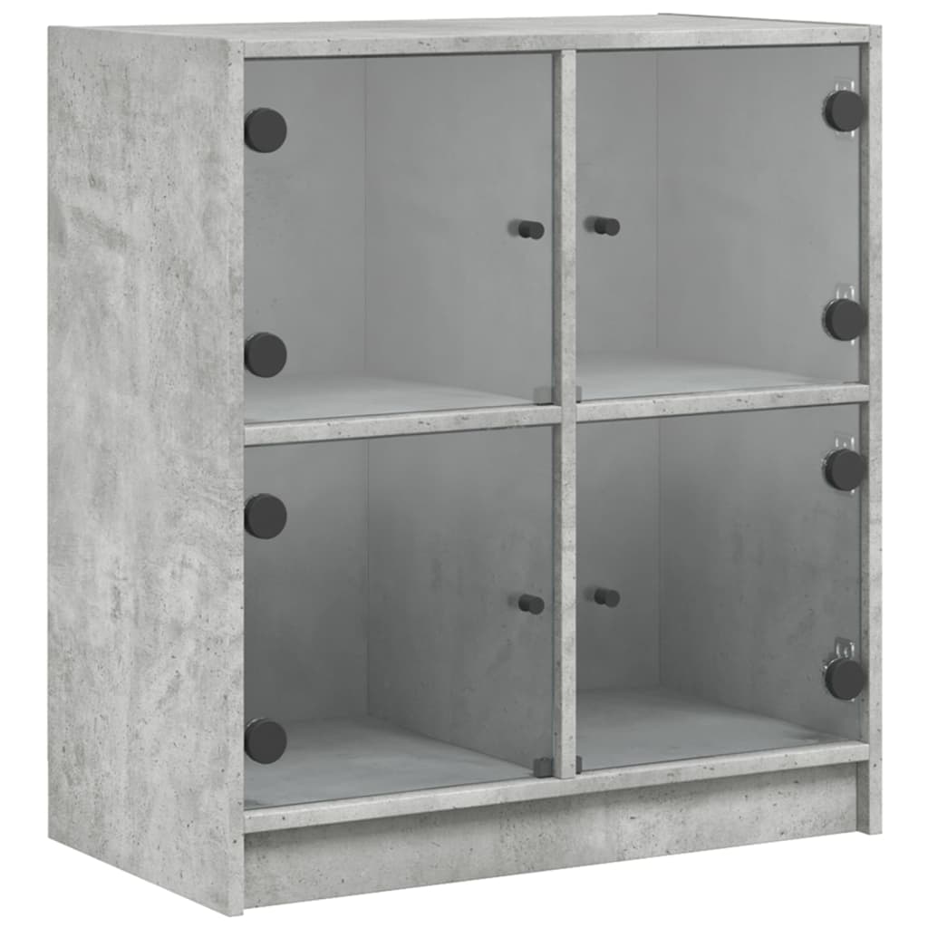 betonszürke kisszekrény üvegajtókkal 68 x 37 x 75,5 cm