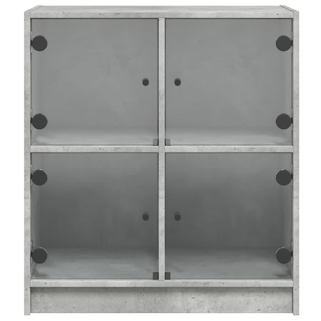 betonszürke kisszekrény üvegajtókkal 68 x 37 x 75,5 cm