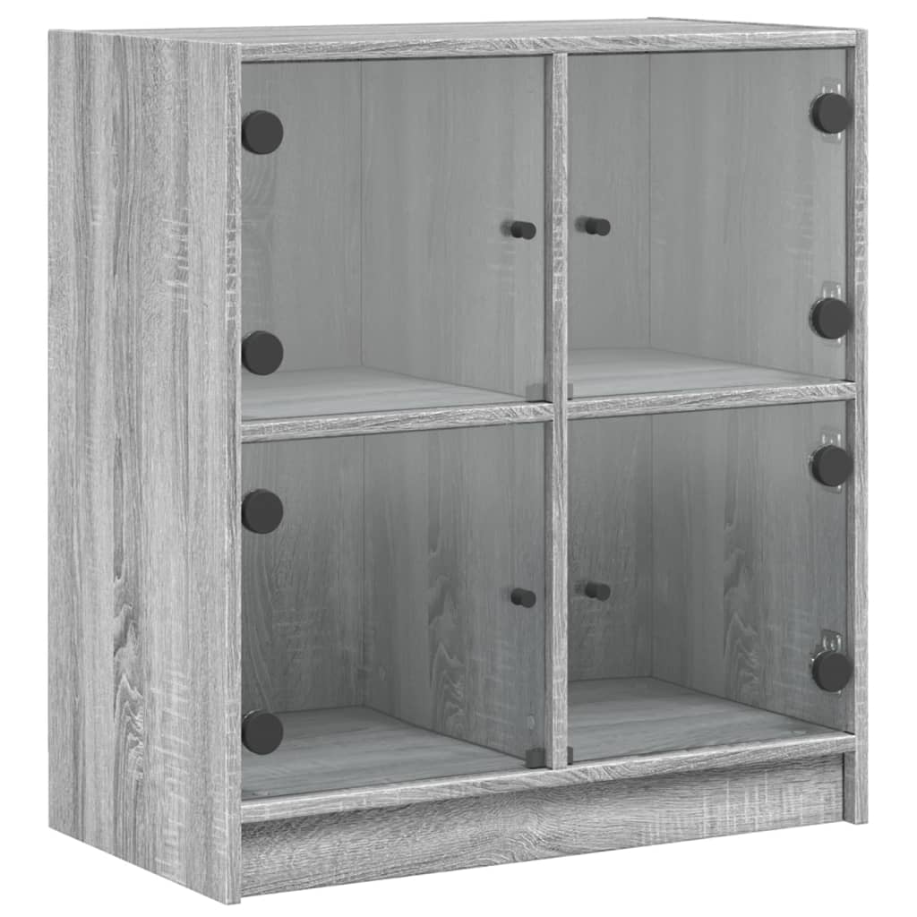 szürke sonoma színű kisszekrény üvegajtókkal 68 x 37 x 75,5 cm