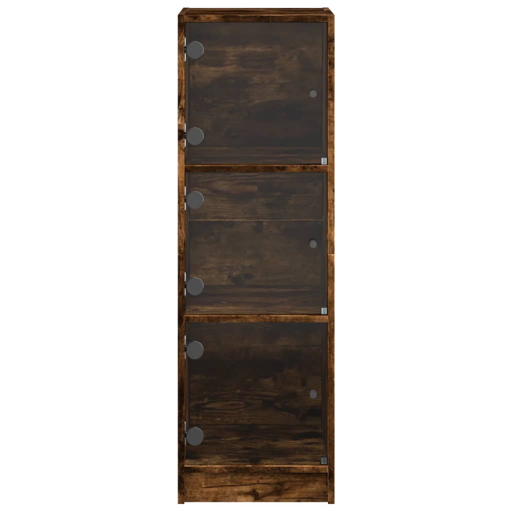 füstös tölgy színű magasszekrény üvegajtókkal 35 x 37 x 109 cm