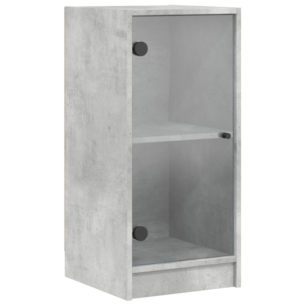 betonszürke kisszekrény üvegajtókkal 35 x 37 x 75,5 cm