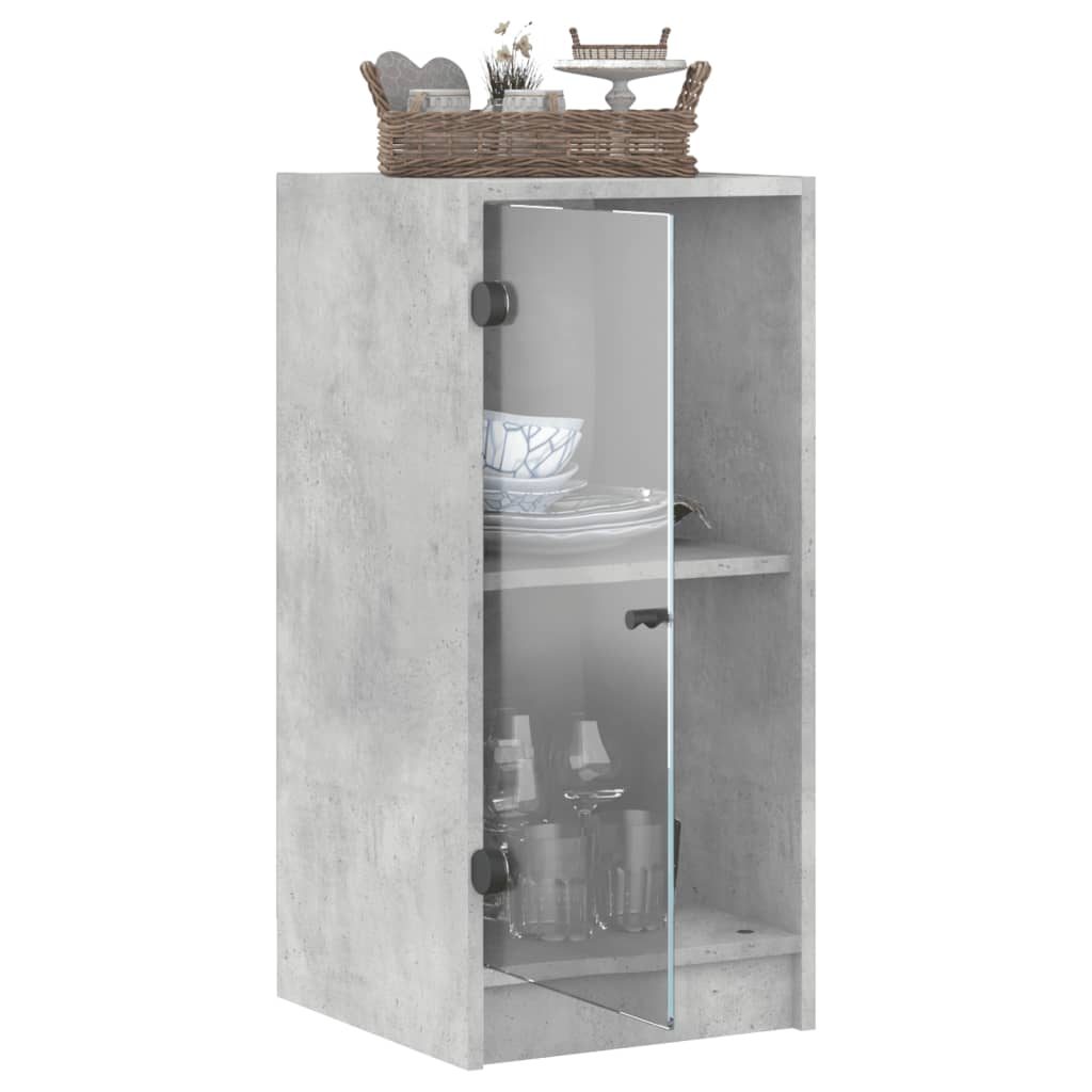 betonszürke kisszekrény üvegajtókkal 35 x 37 x 75,5 cm
