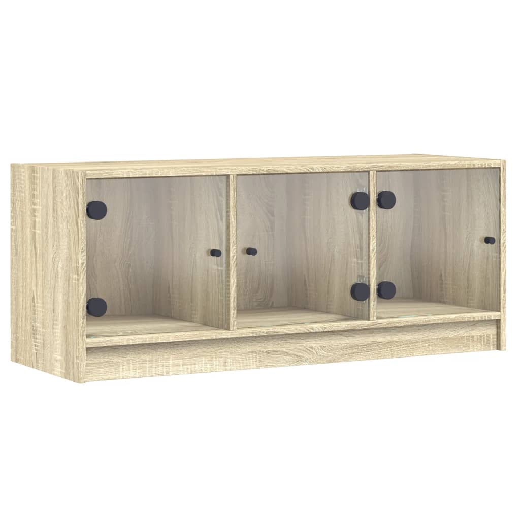 sonoma tölgy színű TV-szekrény üvegajtókkal 102 x 37 x 42 cm