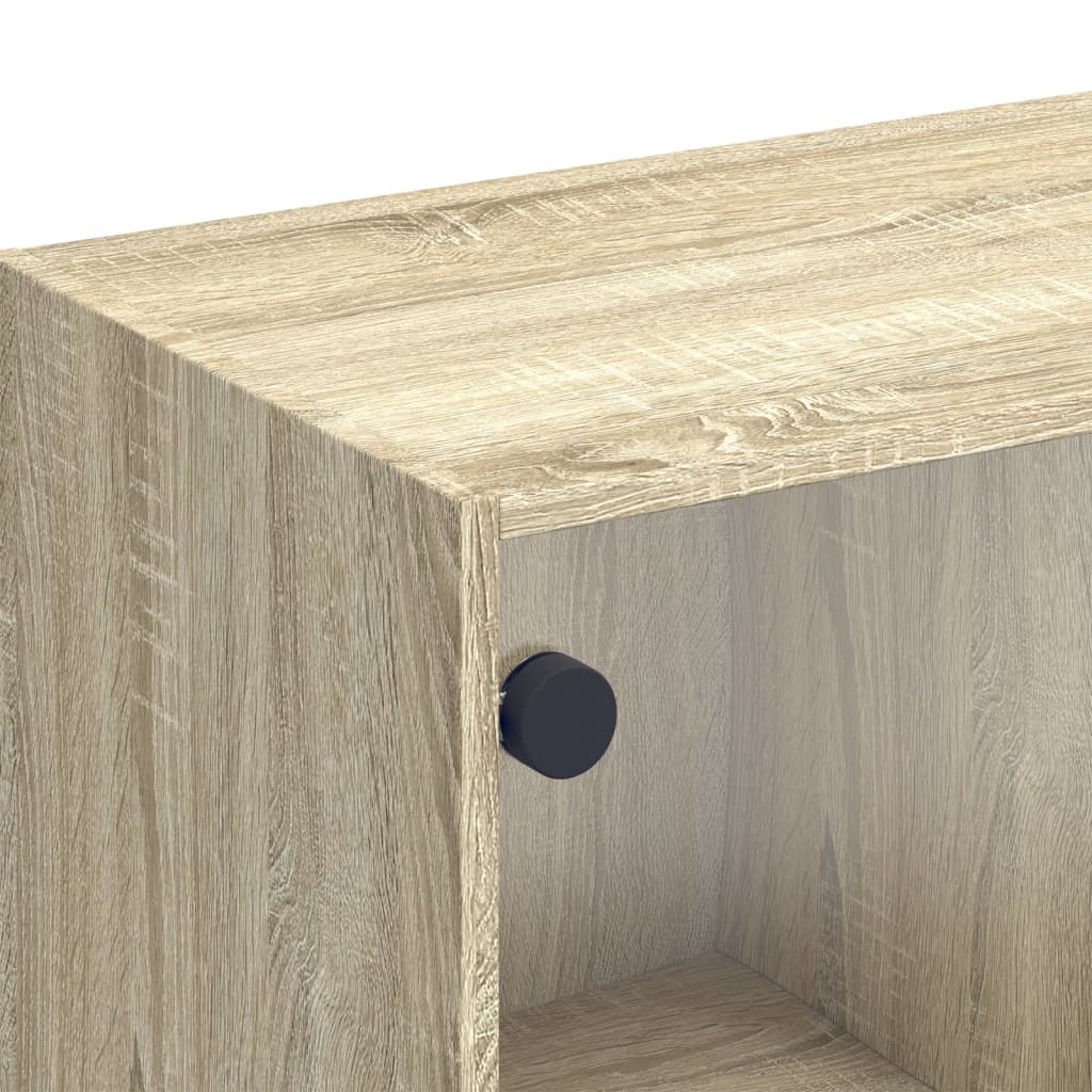 sonoma tölgy színű TV-szekrény üvegajtókkal 102 x 37 x 42 cm
