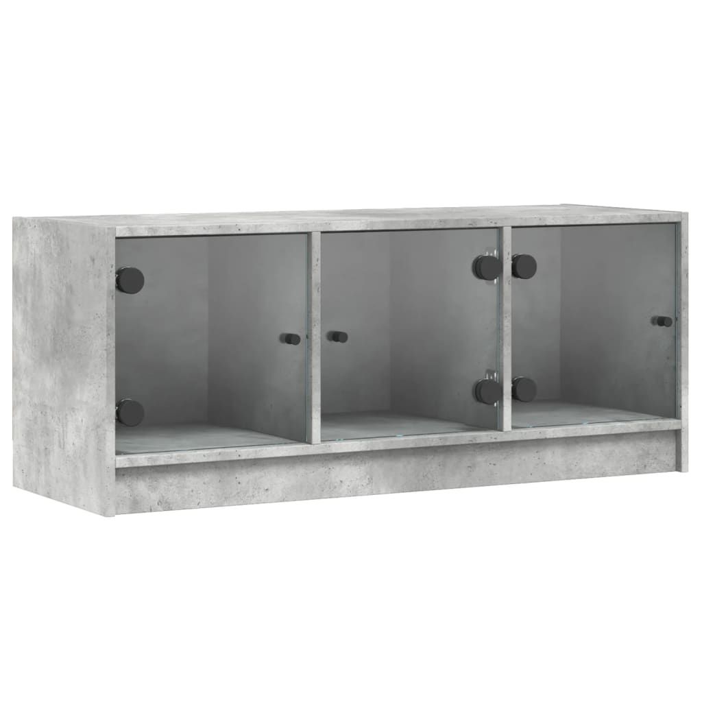 betonszürke TV-szekrény üvegajtókkal 102 x 37 x 42 cm