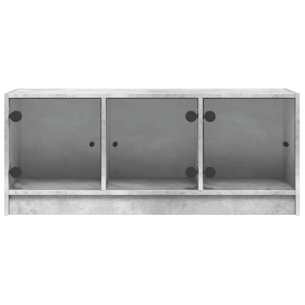 betonszürke TV-szekrény üvegajtókkal 102 x 37 x 42 cm