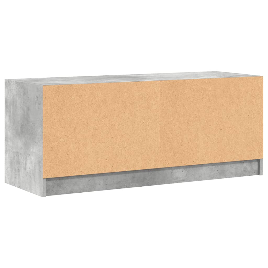 betonszürke TV-szekrény üvegajtókkal 102 x 37 x 42 cm