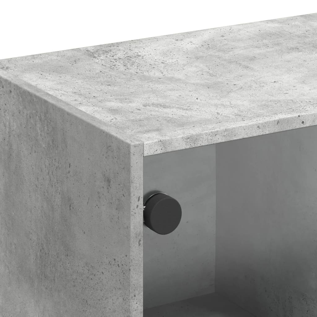 betonszürke TV-szekrény üvegajtókkal 102 x 37 x 42 cm