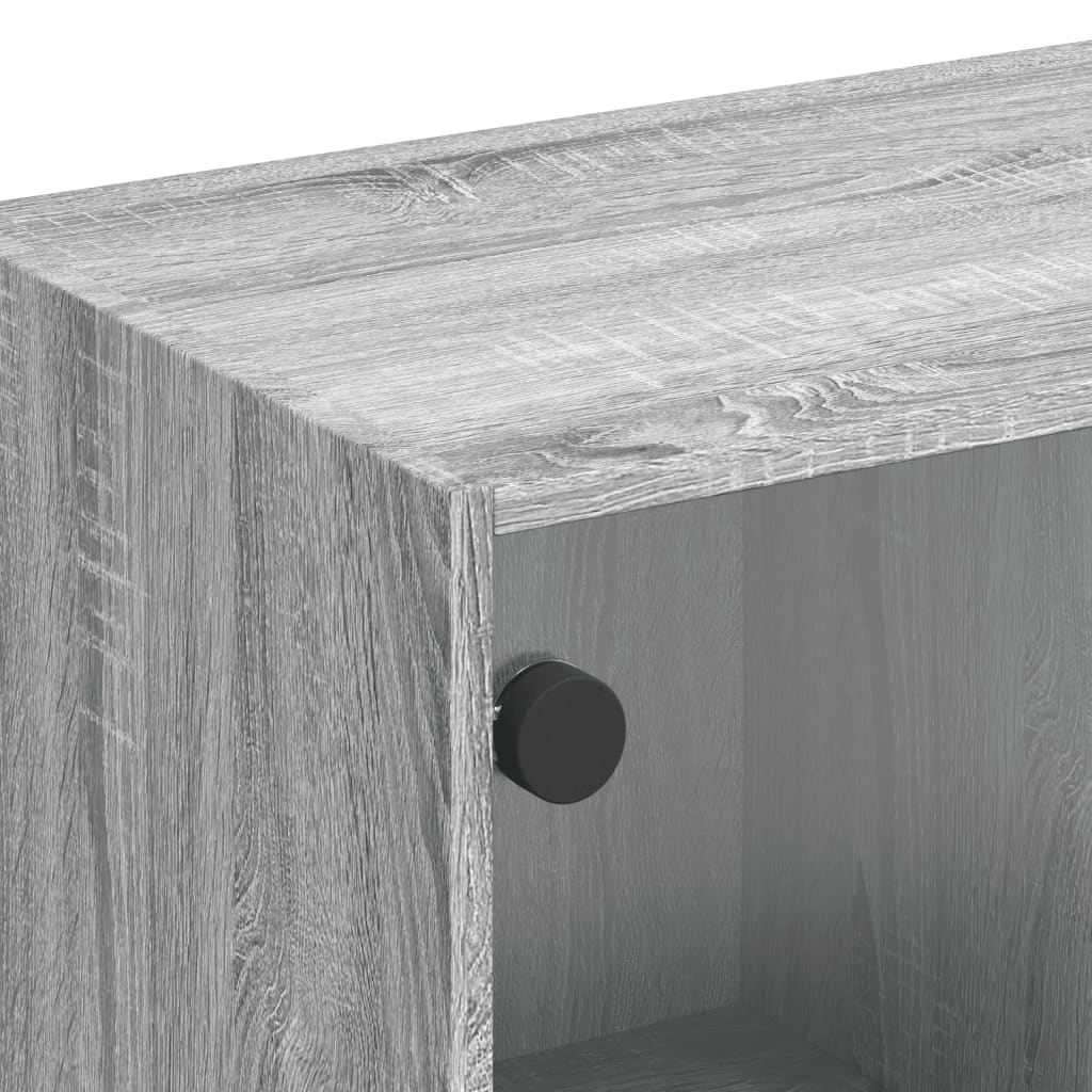 szürke sonoma színű TV-szekrény üvegajtókkal 102 x 37 x 42 cm