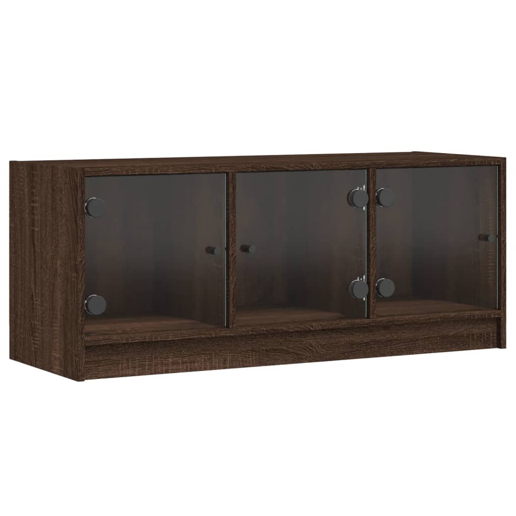 barna tölgyszínű TV-szekrény üvegajtókkal 102 x 37 x 42 cm