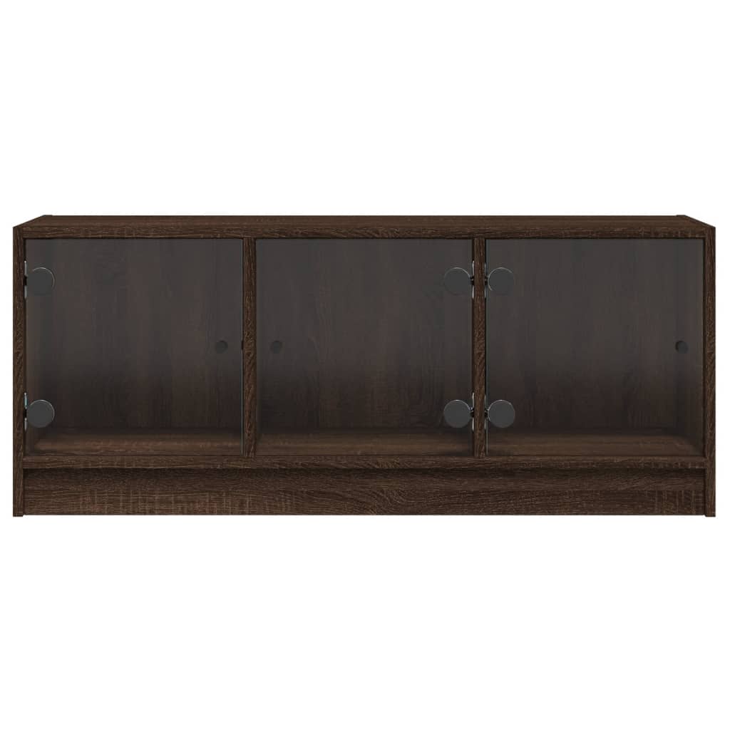 barna tölgyszínű TV-szekrény üvegajtókkal 102 x 37 x 42 cm