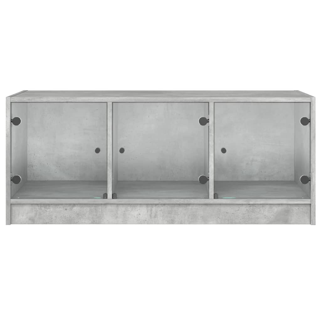 betonszürke dohányzóasztal üvegajtókkal 102 x 50 x 42 cm
