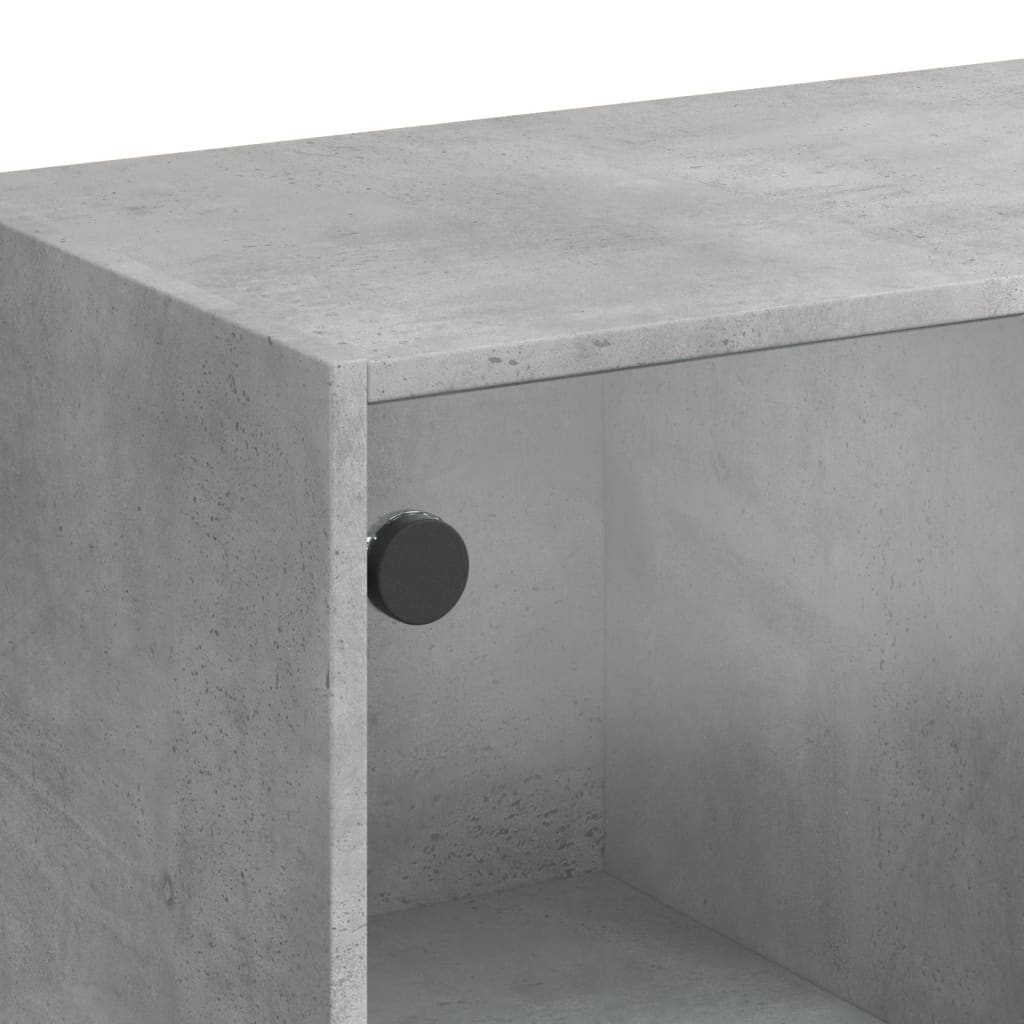 betonszürke dohányzóasztal üvegajtókkal 102 x 50 x 42 cm