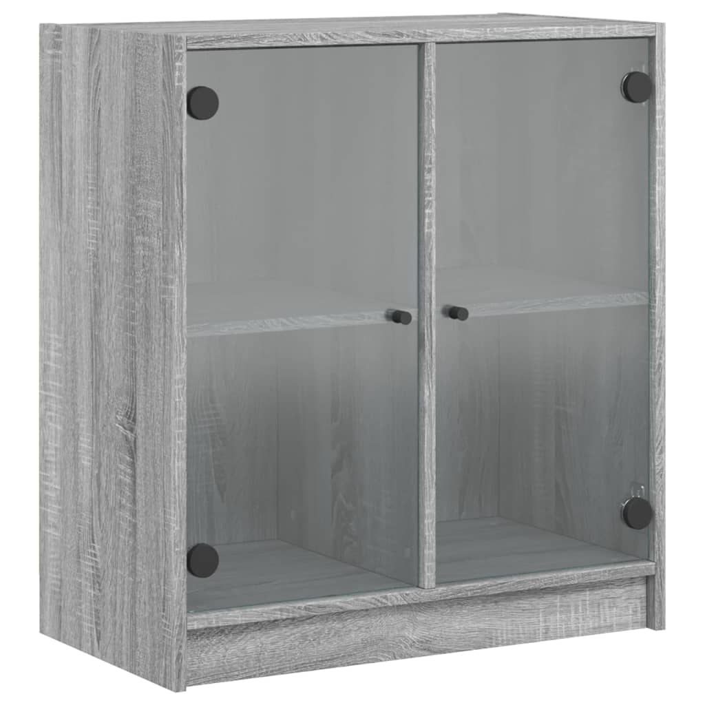 szürke sonoma színű kisszekrény üvegajtókkal 68 x 37 x 75,5 cm