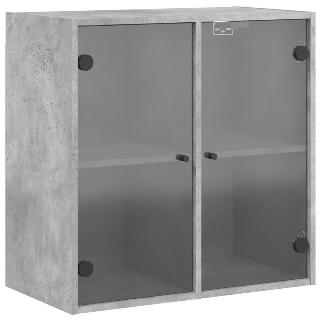 betonszürke faliszekrény üvegajtókkal 68 x 37 x 68,5 cm