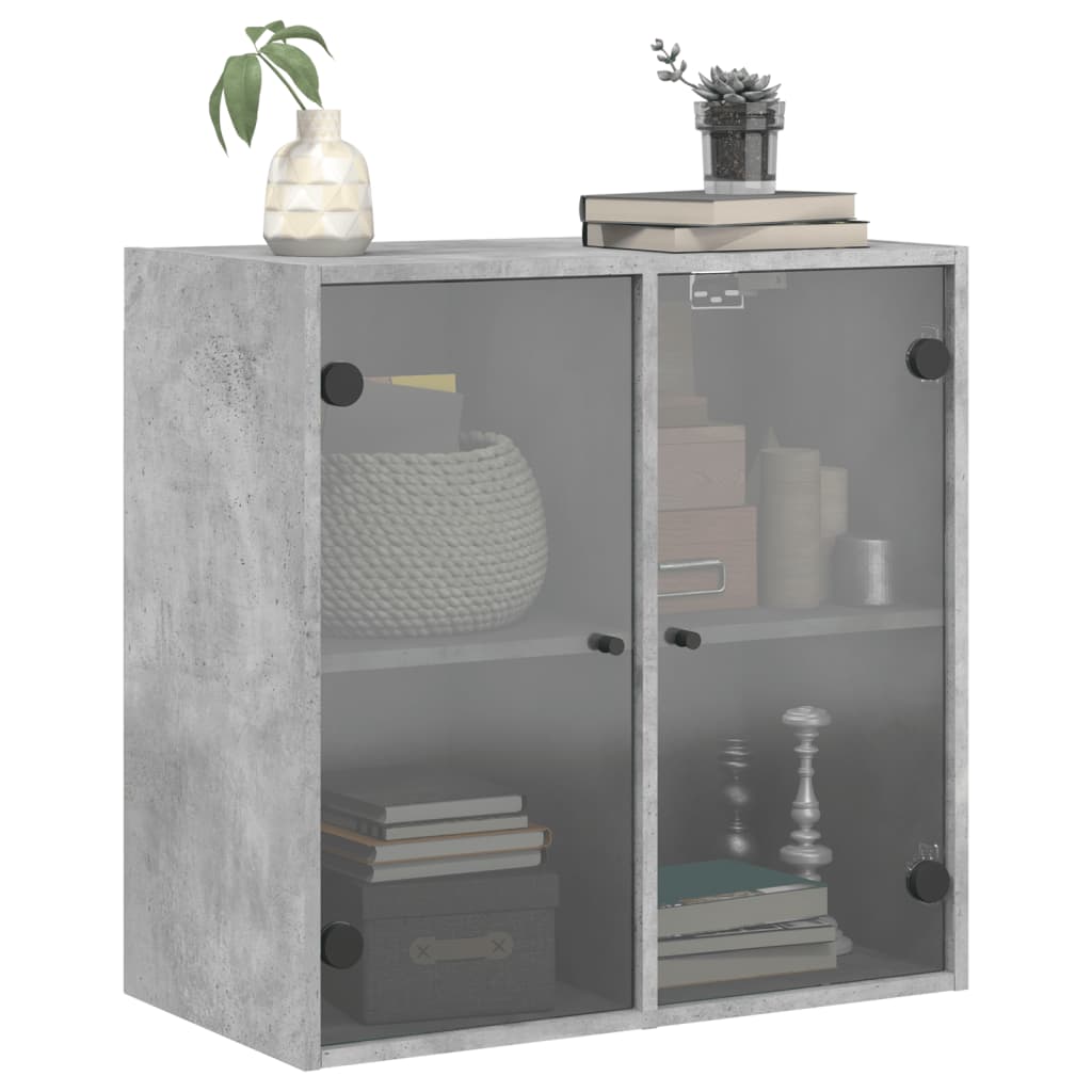 betonszürke faliszekrény üvegajtókkal 68 x 37 x 68,5 cm